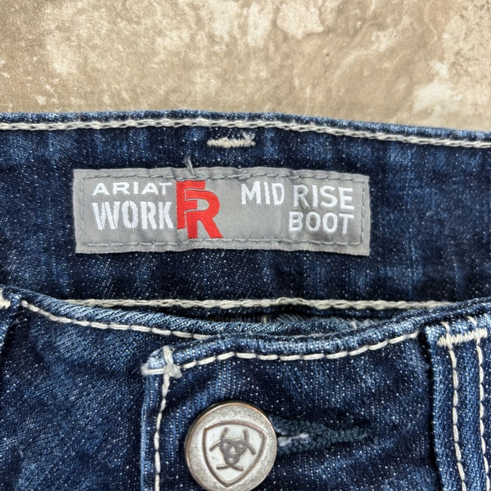 Ariat Women's FR Mid‎ Rise Bootcut Stretch Work Jeans sz 30S - Picture 3 of 14